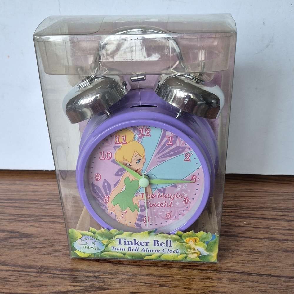 Disney Tinker Bell Purple Twin Bell Alarm Clock New .